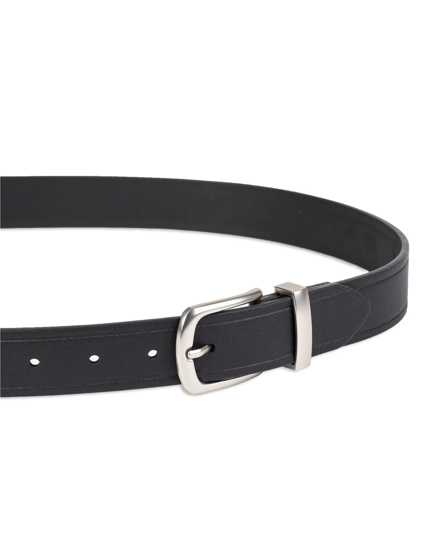 Front view of  Black Metal Loop Belt, 32 MM.