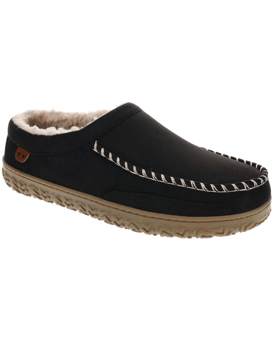 Front view of  Black Microsuede Clog Slippers.