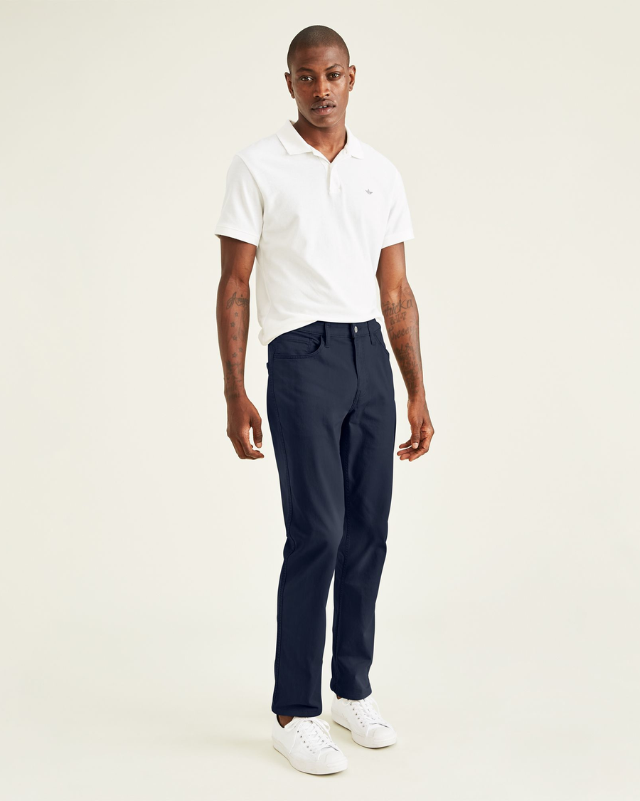 Front view of model wearing Pembroke Jean Cut Pants, Straight Fit.